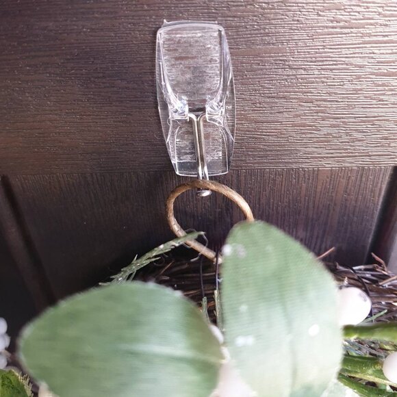 Christmas Handmade Red Flower Silver Wreath Home Office Decor Door Wall Hanger - Picture 8 of 8